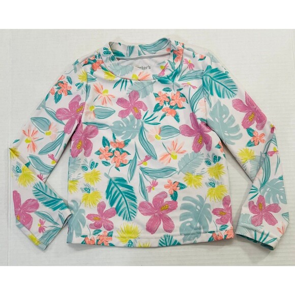 Carter’s 3T Girls Long Sleeve Rash Guard Floral Print – Excellent Condition - Picture 1 of 4